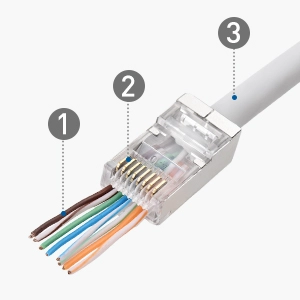 Cat 6 Pass Through RJ45 Modular Plugs for Solid or Stranded UTP Cable / Cat6 Pass Through Connectors