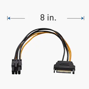 2-Pack 6 Pin to SATA Power Cable (SATA to 6 Pin PCIe)