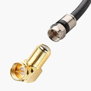 Gold Plated Right Angle F-Type Coaxial RG6 Adapter