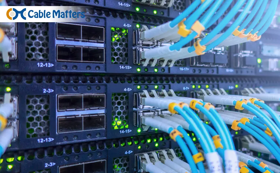 The Cable Matters LC Duplex Multimode Keystone Jack Insert