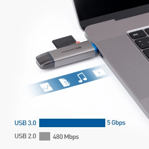 Cable Matters USB 3.0 and USB C SD Card Reader for Android and iPad Pro with Step Down Design