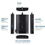 Cable Matters 10Gbps USB 3.1 Multiport Data Hub with USB, UHS II Card Reader, and SATA