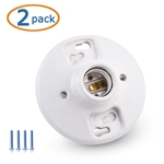 Cable Matters [UL Listed] 2-Pack Porcelain Light Socket Base, Ceiling Light Fixture with Keyless Medium Base Lamp Holder
