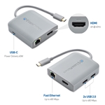 Cable Matters USB C Hub Multiport Adapter (Works With Chromebook Certified) with 4K HDMI, 2x USB 2.0, 480Mbps Ethernet, and 60W PD