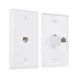 Cable Matters 2-Pack 1-Port Keystone Jack Wall Plate with Cat6 RJ45 Insert in White