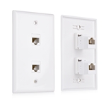 Cable Matters 2-Pack 2-Port Keystone Jack Wall Plate with Cat6 RJ45 Insert in White