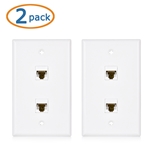 Cable Matters 2-Pack 2-Port Keystone Jack Wall Plate with Cat6 RJ45 Insert in White