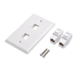 Cable Matters 2-Pack 2-Port Keystone Jack Wall Plate with Cat6 RJ45 Insert in White