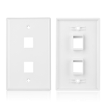 Cable Matters 2-Pack 2-Port Keystone Jack Wall Plate with Cat6 RJ45 Insert in White