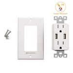 Cable Matters 2-Pack Tamper Resistant Duplex AC Outlet with 3.4A USB Charging