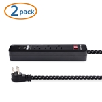 Cable Matters 2-Pack 3-Outlet Surge Protector Power Strip with USB Charging Ports with Low Profile Plug