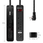 Cable Matters 2-Pack 3-Outlet Surge Protector Power Strip with USB Charging Ports with Low Profile Plug