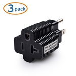 Cable Matters 3-Pack 15 Amp to 20 Amp Adapter Plug in Black (NEMA 5-15 to 5-20R)