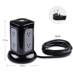 Cable Matters 6-Outlet Tower Surge Protector with 4.2A USB Charging and 10 Feet Power Cord in Black