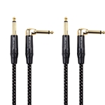 Cable Matters 2-Pack 1/4 Inch TS Straight to Right Angle Guitar Cable