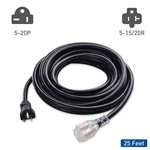 Cable Matters Outdoor Rated 12 AWG Heavy Duty 20 Amp Extension Cord Power (NEMA 5-20P to NEMA 5-20R)