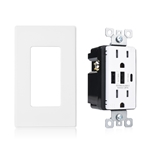 Cable Matters 2-Pack 15A TR Duplex Receptacle with 6.0A USB-A/C and Wall Plate