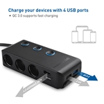 Cable Matters 120W 3-Socket Cigarette Lighter Splitter with 4 USB Ports