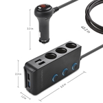 Cable Matters 120W 3-Socket Cigarette Lighter Splitter with 4 USB Ports