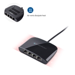 Cable Matters USB-C to 4-port Gigabit Ethernet Adapter in Black