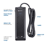 Cable Matters 8-Outlet 15A/125V Surge Protector Power Strip with 4A USB-A and USB-C Charging