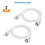 Cable Matters 2-Pack 16 AWG Heavy Duty AC Power Extension Cord in White (NEMA 5-15P to NEMA 5-15R)