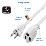 Cable Matters 2-Pack 16 AWG Heavy Duty AC Power Extension Cord in White (NEMA 5-15P to NEMA 5-15R)