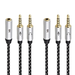 Cable Matters 2-Pack 3.5mm Female TRRS to 2 x Male TRS Headphone Y Splitter