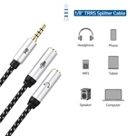 Cable Matters 2-Pack 3.5mm Male TRRS to 2 x Female TRS Headset Splitter Y-Cable