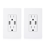 Cable Matters 2-Pack Tamper Resistant 15A Duplex Outlet with 4.2A USB Charging