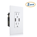 Cable Matters 2-Pack Tamper Resistant 15A Duplex Outlet with 4.2A USB Charging