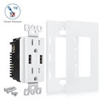Cable Matters 2-Pack Tamper Resistant 15A Duplex Outlet with 4.2A USB Charging