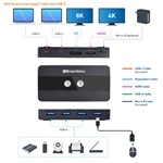 Cable Matters Dual 4K 60Hz USB C KVM Switch 2 Computers / KVM Switch USB C with HDMI, DisplayPort and 4x USB 3.0 Ports – Remote Control Switching