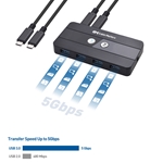 Cable Matters Dual 4K 60Hz USB C KVM Switch 2 Computers / KVM Switch USB C with HDMI, DisplayPort and 4x USB 3.0 Ports – Remote Control Switching