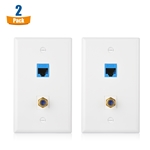 Cable Matters 2-Pack 2-Port Keystone Jack Wall Plate with Cat 6 Ethernet and F-Type Coaxial RG6 Insert