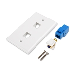 Cable Matters 2-Pack 2-Port Keystone Jack Wall Plate with Cat 6 Ethernet and F-Type Coaxial RG6 Insert