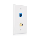 Cable Matters 2-Pack 2-Port Keystone Jack Wall Plate with Cat 6 Ethernet and F-Type Coaxial RG6 Insert