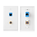 Cable Matters 2-Pack 2-Port Keystone Jack Wall Plate with Cat 6 Ethernet and F-Type Coaxial RG6 Insert