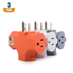 Cable Matters 3-Pack,T-Shaped 3-Outlet Grounded Wall Tap