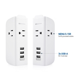 Cable Matters 3-Outlet Surge Protector Wall Plug with USB Charging