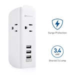 Cable Matters 3-Outlet Surge Protector Wall Plug with USB Charging