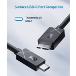 [Designed for Surface] Cable Matters USB-C to USB Micro-B Cable (USB-C to Micro-B Cable) in Black - 1.5 Ft / 0.45m