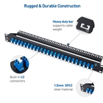 Cable Matters 1U 19'' 48 Fibers LC to LC OS2 Single Mode Fiber Patch Panel