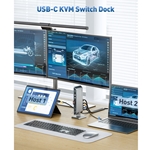 14-in-1 Dual 4K 60Hz USB C KVM Switch Dock for 2 Computers, Up to 100W Charging, DisplayPort & HDMI, Card Reader, 10Gbps USB-A/C Port, Thunderbolt 4 USB 4 Compatible