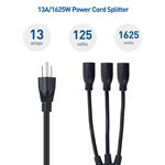 Cable Matters 2-Pack, 3-Outlet AC Power Cord Y-Splitter - 1.5ft