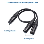 Cable Matters 2-Pack, XLR3 Female to Dual XLR3 Male Y-Splitter Cable - 0.5m/18In.