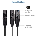 Cable Matters 2-Pack, XLR3 Female to Dual XLR3 Male Y-Splitter Cable - 0.5m/18In.