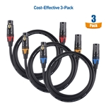 Cable Matters 3-Pack, Color-coded XLR to XLR Microphone Cable