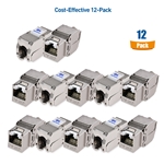 Cable Matters [UL Listed] 12-Pack Cat6A Shielded Metal RJ45 Keystone Jacks
