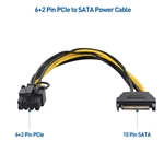 Cable Matters 2-Pack 6+2 Pin PCIe to SATA Power Cable